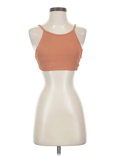 Pre-owned Lululemon Athletica Tank Top Orange Halter Neckline Tops