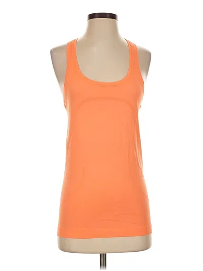 Pre-owned Lululemon Athletica Tank Top Orange Halter Neckline Tops