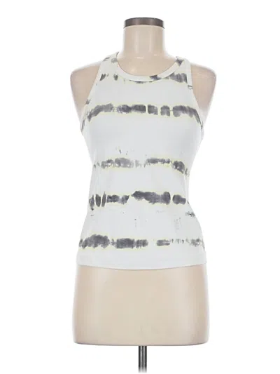 Pre-owned Lululemon Athletica Tank Top Silver Stripes Pattern High Neck Tops