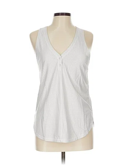 Pre-owned Lululemon Athletica Tank Top White Solid Pattern Plunge Neckline Tops