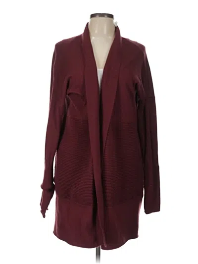 Pre-owned Lululemon Athletica Wool Cardigan Sweater In Burgundy