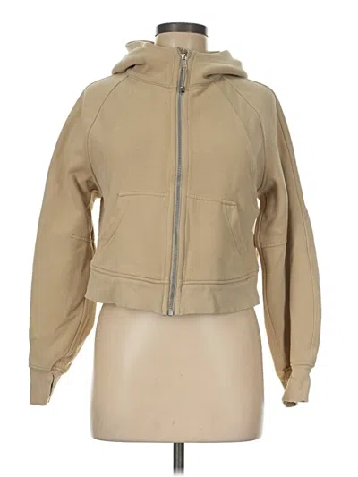 Pre-owned Lululemon Athletica Zip Up Hoodie In Tan