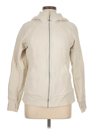 Pre-owned Lululemon Athletica Zip Up Hoodie In White
