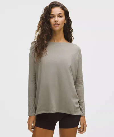 Lululemon Back In Action Organic Cotton Long-sleeve Shirt In Gray