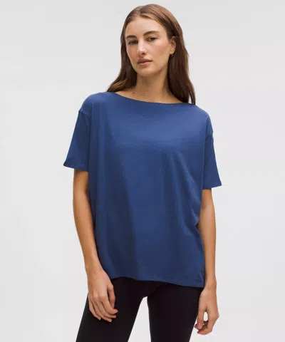 Lululemon Back In Action Organic Cotton T-shirt In Blue