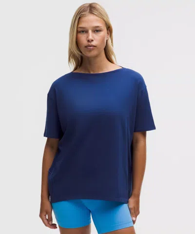 Lululemon Back In Action Organic Cotton T-shirt In Blue