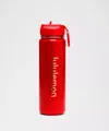Lululemon Back To Life Sport Bottle 24oz Straw Lid Shine In Red