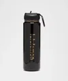 Lululemon Back To Life Sport Bottle 24oz Straw Lid Shine In Black