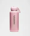 Lululemon Back To Life Sport Bottle 32oz Straw Lid Shine In Pink
