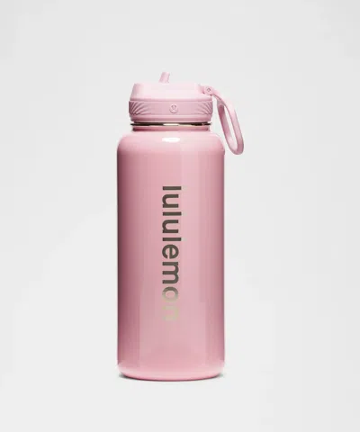 Lululemon Back To Life Sport Bottle 32oz Straw Lid Shine In Pink