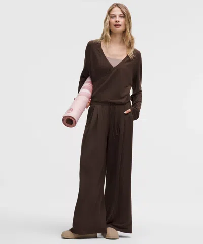 Lululemon Becalm High-rise Pleated Extra-wide Leg Pant In Brown