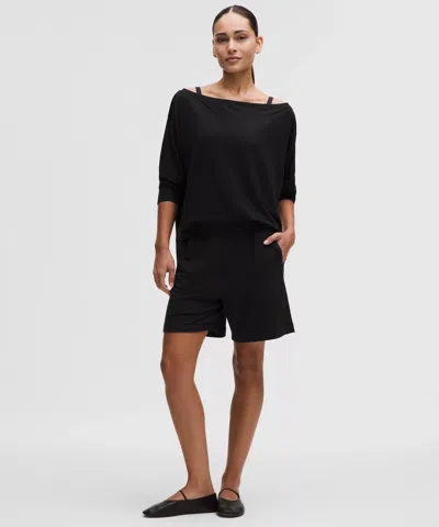 Lululemon Becalm Mid-rise Bermuda Short In Black