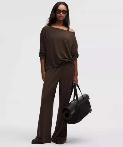 Lululemon Becalm Mid-rise Wide-leg Pant In Brown