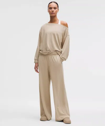 Lululemon Becalm Mid-rise Wide-leg Pant In Nude