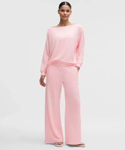 Lululemon Becalm Mid-rise Wide-leg Pant In Pink