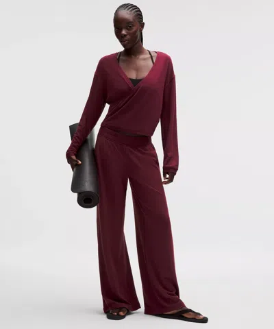 Lululemon Becalm Mid-rise Wide-leg Pant In Red
