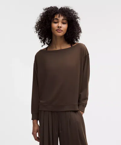 Lululemon Becalm Oversized Boatneck Long-sleeve Shirt In Brown