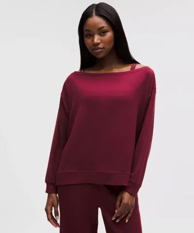 Lululemon Becalm Oversized Boatneck Long-sleeve Shirt In Burgundy