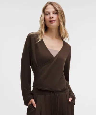 Lululemon Becalm Wrap-front Long-sleeve Shirt In Brown