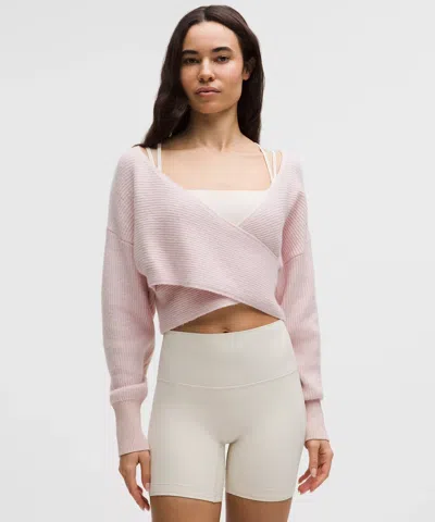 Lululemon Brushed Cotton Reversible Crossover Sweater In Pink