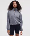 Lululemon Brushed Softstreme Half Zip In Gray