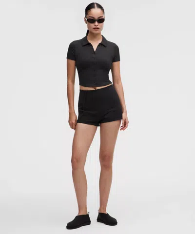 Lululemon Button-up Collared Short-sleeve Shirt In Black