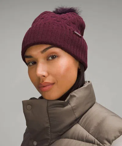 Lululemon Cable Knit Pom Beanie In Cassis In Gold