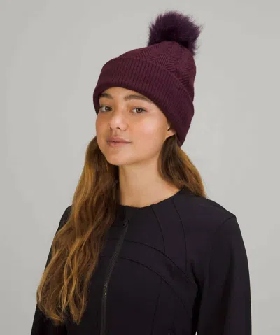 Lululemon Cable Knit Pom Beanie In Cassis In Red