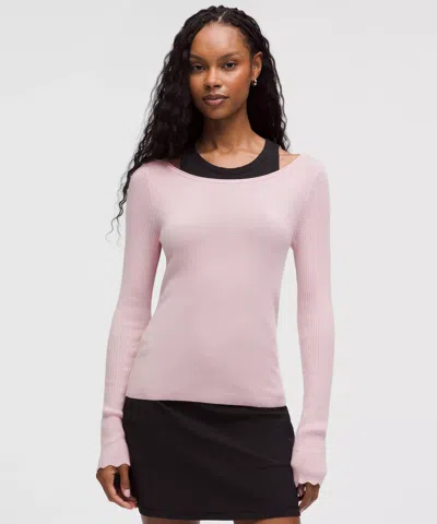 Lululemon Cashmere Scalloped Cuff Crewneck In Pink