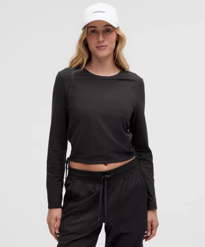 Lululemon Cinched Cut-outs Cotton Long-sleeve Shirt In Black