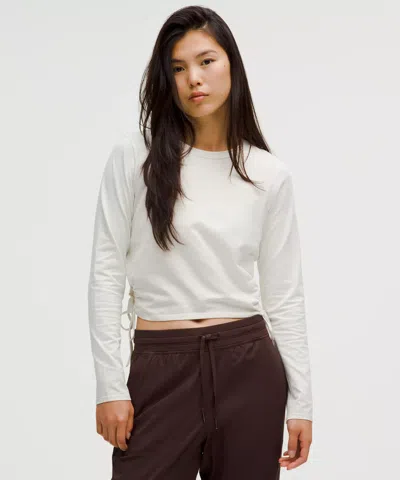 Lululemon Cinched Cut-outs Cotton Long-sleeve Shirt In White