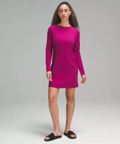Lululemon Classic-fit Cotton-blend Long-sleeve Dress In Purple