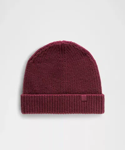 Lululemon Close-fit Wool-blend Ribbed Knit Beanie In Burgundy