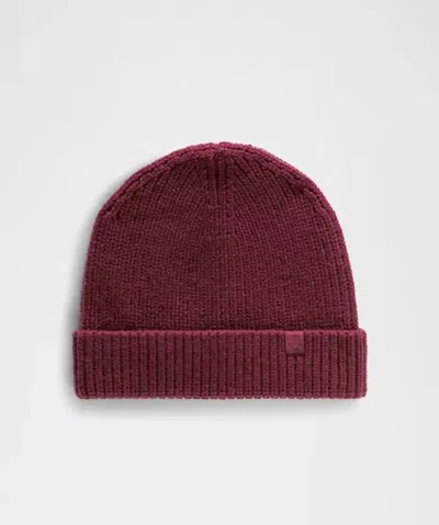 Lululemon Close-fit Wool-blend Ribbed Knit Beanie In Deep Luxe In Red