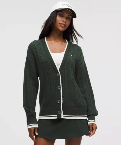 Lululemon Cotton-blend Cable-knit Cardigan In Green