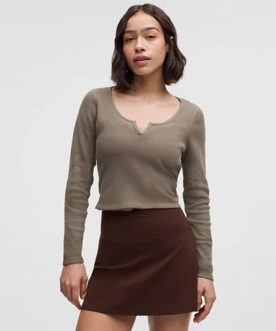 Lululemon Cotton-blend Henley Long-sleeve Shirt In Gray