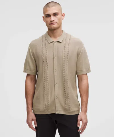 Lululemon Cotton-blend Knit Button Up Short-sleeve Shirt