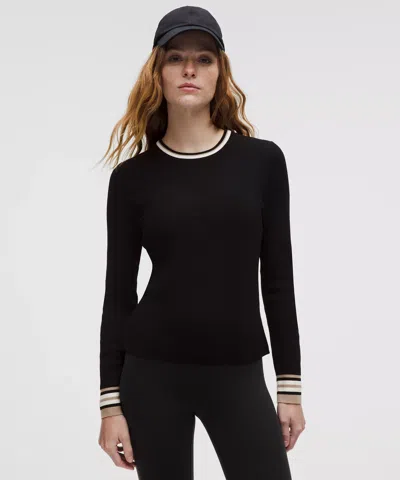 Lululemon Cotton-blend Long-sleeve Crew In Black