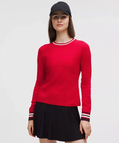 Lululemon Cotton-blend Long-sleeve Crew In Red