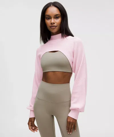 Lululemon Cotton-blend Mockneck Knit Shrug In Pink