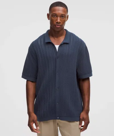 Lululemon Cotton-blend Open-knit Button Up