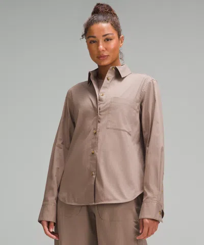 Lululemon Cotton-blend Poplin Button-down Shirt In Brown