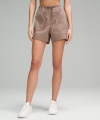 Lululemon Cotton-blend Poplin High-rise Shorts 4" In Brown