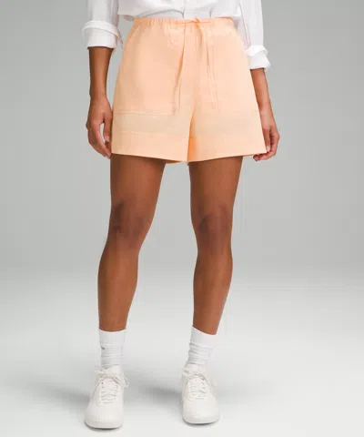 Lululemon Cotton-blend Poplin High-rise Shorts 4" In Pink