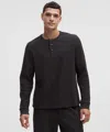 Lululemon Cotton-blend Waffle Knit Long-sleeve Henley In Black