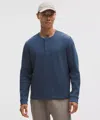 Lululemon Cotton-blend Waffle Knit Long-sleeve Henley In Blue