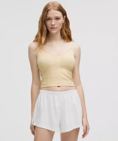 Lululemon Cotton Pointelle Cropped Cami Tank Top In Yellow