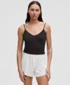 Lululemon Cotton Pointelle Cropped Cami Tank Top In Black