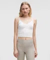 Lululemon Cotton Pointelle Cropped Cami Tank Top In White
