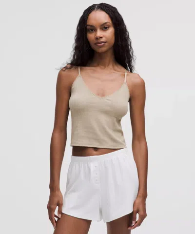 Lululemon Cotton Pointelle Cropped Cami Tank Top In Neutral
